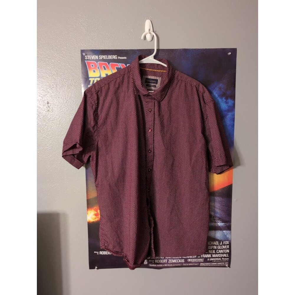 Gentlemen's Outfitters Burgundy Dotted Button Up Men's shirt Size Size 2XL